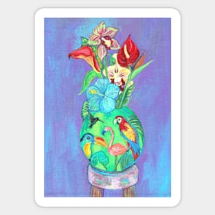 Flowers in a Vase with a Tropical Vibe Sticker